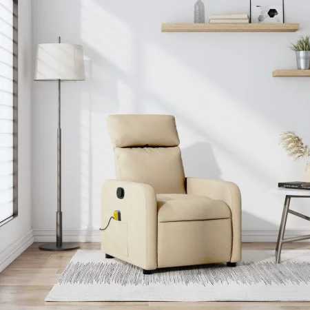 Sillón de masaje reclinable de tela crema de , Sillones - Ref: Foro24-374182, Precio: 225,17 €, Descuento: %