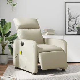 Sillón de masaje reclinable eléctrico cuero sintético crema by , Armchairs - Ref: Foro24-3206743, Price: 256,04 €, Discount: %