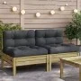 Sofás de jardín sin reposabrazos con cojines 2 uds madera pino by , Modular outdoor sofas - Ref: Foro24-838164, Price: 181,77...