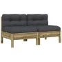 Sofás de jardín sin reposabrazos con cojines 2 uds madera pino by , Modular outdoor sofas - Ref: Foro24-838164, Price: 181,77...