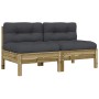 Sofás de jardín sin reposabrazos con cojines 2 uds madera pino by , Modular outdoor sofas - Ref: Foro24-838164, Price: 190,49...