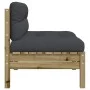 Sofás de jardín sin reposabrazos con cojines 2 uds madera pino by , Modular outdoor sofas - Ref: Foro24-838164, Price: 181,77...