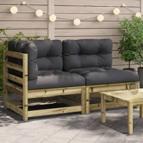 Sofá de jardín 2 plazas con cojines madera impregnada de pino by , Modular outdoor sofas - Ref: Foro24-838124, Price: 194,14 ...