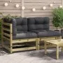 Sofá de jardín 2 plazas con cojines madera impregnada de pino by , Modular outdoor sofas - Ref: Foro24-838124, Price: 194,14 ...