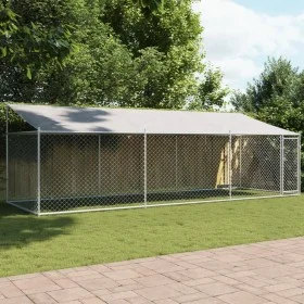 Hundekäfig mit verzinktem Stahldach und Tür in Grau, 6x2x2 m. von , Hundehütten und Zäune - Ref: Foro24-3209569, Preis: 316,8...