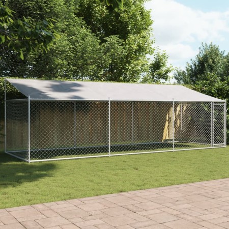 Hundekäfig mit verzinktem Stahldach und Tür in Grau, 6x2x2 m. von , Hundehütten und Zäune - Ref: Foro24-3209569, Preis: 314,6...