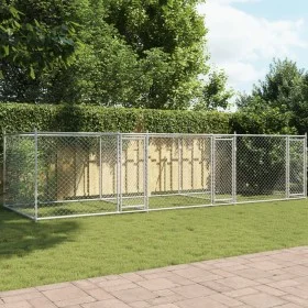 Hundekäfig mit Türen aus verzinktem Stahl in Grau, 6x2x1,5 m. von , Hundehütten und Zäune - Ref: Foro24-3209574, Preis: 276,9...