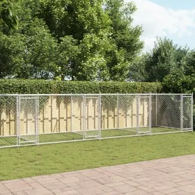 Jaula de perros con puertas acero galvanizado gris 10x2x1,5 m by , Dog kennels and fences - Ref: Foro24-3209576, Price: 446,4...