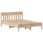Bed frame with solid pine wood headboard 140x190 cm by , Beds and slatted bases - Ref: Foro24-842662, Price: 105,40 €, Discou...
