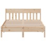 Bed frame with solid pine wood headboard 140x190 cm by , Beds and slatted bases - Ref: Foro24-842662, Price: 106,35 €, Discou...