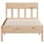 Bed frame with solid pine wood headboard 90x190 cm by , Beds and slatted bases - Ref: Foro24-842674, Price: 105,42 €, Discoun...