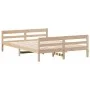 Bed frame with solid pine wood headboard 140x200 cm by , Beds and slatted bases - Ref: Foro24-842786, Price: 148,73 €, Discou...