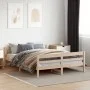 Bed frame with solid pine wood headboard 140x200 cm by , Beds and slatted bases - Ref: Foro24-842786, Price: 148,73 €, Discou...
