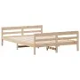 Bed frame with solid pine wood headboard 140x200 cm by , Beds and slatted bases - Ref: Foro24-842786, Price: 148,73 €, Discou...