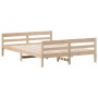 Bed frame with solid pine wood headboard 120x200 cm by , Beds and slatted bases - Ref: Foro24-842790, Price: 148,68 €, Discou...