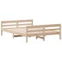 Bed frame with solid pine wood headboard 120x200 cm by , Beds and slatted bases - Ref: Foro24-842790, Price: 148,68 €, Discou...