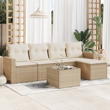 Gartensofa-Set mit 6-teiligen Kissen aus synthetischem Rattan in Beige. von , Modulare Sofas für den Außenbereich - Ref: Foro...