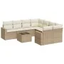 Gartensofa-Set, 9-teilig, mit Kissen, aus synthetischem Rattan in Beige. von , Modulare Sofas für den Außenbereich - Ref: For...