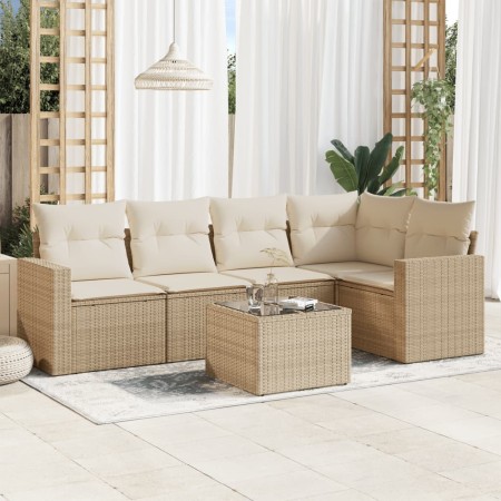 Gartensofa-Set mit 6-teiligen Kissen aus synthetischem Rattan in Beige. von , Modulare Sofas für den Außenbereich - Ref: Foro...