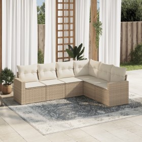 Juego de sofás jardín con cojines 6 pzas ratán sintético beige by , Modular outdoor sofas - Ref: Foro24-3251345, Price: 468,6...