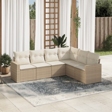 Juego de sofás jardín con cojines 6 pzas ratán sintético beige by , Modular outdoor sofas - Ref: Foro24-3251345, Price: 468,6...