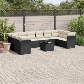 Set de sofás de jardín 11 pzas y cojines ratán sintético negro by , Garden sets - Ref: Foro24-3250045, Price: 638,21 €, Disco...