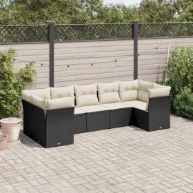 Garten-Essgruppe 7-teilig mit schwarzen Polstern aus synthetischem Rattan von , Gartensets - Ref: Foro24-3249955, Preis: 436,...