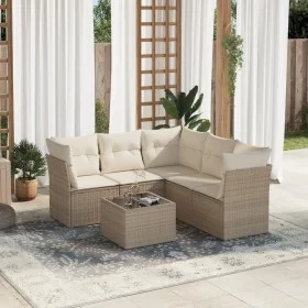 Gartensofa-Set mit 6-teiligen Kissen aus synthetischem Rattan in Beige. von , Gartensets - Ref: Foro24-3249467, Preis: 402,40...