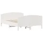 Bed frame with white pine wood headboard 140x190 cm by , Beds and slatted bases - Ref: Foro24-3216180, Price: 218,55 €, Disco...