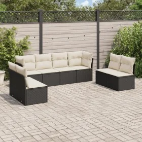 Set de sofás de jardín 8 piezas y cojines ratán sintético negro by , Garden sets - Ref: Foro24-3249285, Price: 436,91 €, Disc...