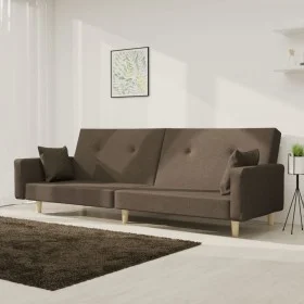 Sofá cama de 2 plazas con dos almohadas tela gris taupe by , Sofas - Ref: Foro24-375747, Price: 270,33 €, Discount: %