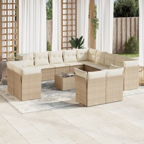 Set sofás de jardín 14 pzas con cojines ratán sintético beige by , Garden sets - Ref: Foro24-3250397, Price: 1,00 €, Discount: %