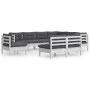 Garden furniture 9 pieces and white cushions solid pine wood by , Garden sets - Ref: Foro24-3096744, Price: 792,40 €, Discoun...