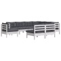 9 Stk. Gartenmöbel und Kissen aus massivem Kiefernholz weiß von , Gartensets - Ref: Foro24-3096744, Preis: 803,34 €, Rabatt: %