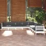 Muebles de jardín 9 pzas y cojines blanco madera maciza de pino de , Conjuntos de jardín - Ref: Foro24-3096816, Precio: 792,4...