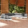 Muebles de jardín 9 pzas y cojines blanco madera maciza de pino de , Conjuntos de jardín - Ref: Foro24-3096828, Precio: 792,4...