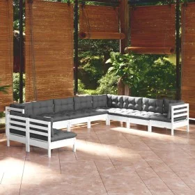 Garden furniture set 10 pieces and white cushions solid pine wood by , Garden sets - Ref: Foro24-3096840, Price: 874,50 €, Di...