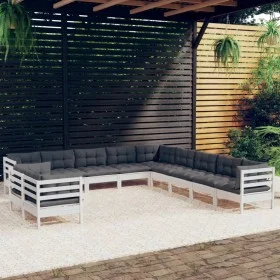 Gartenmöbel 11 Stk. und Kissen weißes massives Kiefernholz von , Gartensets - Ref: Foro24-3096924, Preis: 975,08 €, Rabatt: %