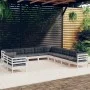 Muebles de jardín 11 pzas y cojines blanco madera maciza pino de , Conjuntos de jardín - Ref: Foro24-3096924, Precio: 974,98 ...