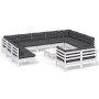 Muebles de jardín 12 pzas con cojines blanco madera maciza pino de , Conjuntos de jardín - Ref: Foro24-3097266, Precio: 1,00 €