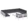 Muebles de jardín 12 pzas con cojines blanco madera maciza pino de , Conjuntos de jardín - Ref: Foro24-3097266, Precio: 1,00 €