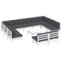 Muebles de jardín 12 pzas y cojines blanco madera maciza pino de , Conjuntos de jardín - Ref: Foro24-3097218, Precio: 981,29 ...