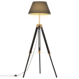 Solid teak wood tripod lamp in black and gold, 141 cm. by , Lamps - Ref: Foro24-288076, Price: 90,73 €, Discount: %