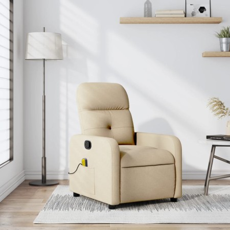 Sillón de masaje reclinable de tela crema de , Sillones - Ref: Foro24-374214, Precio: 206,26 €, Descuento: %
