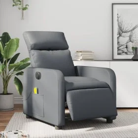 Reclining electric massage armchair in gray synthetic leather by , Armchairs - Ref: Foro24-3206745, Price: 257,11 €, Discount: %