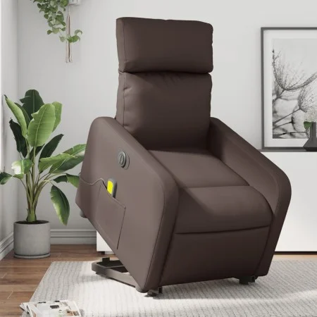Sillón de masaje elevable eléctrico cuero sintético marrón de , Sillones - Ref: Foro24-3206772, Precio: 327,96 €, Descuento: %