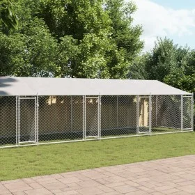 Hundekäfig Dach und Türen Stahl verzinkt grau 10x2x2 m von , Hundehütten und Zäune - Ref: Foro24-3209566, Preis: 725,31 €, Ra...