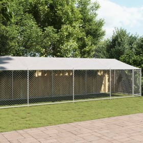 Jaula de perros techo y puerta acero galvanizado gris 12x2x2 m