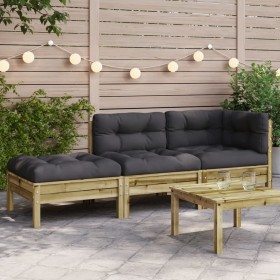 Garden sofa with cushions and footrest, 2 seats by , Modular outdoor sofas - Ref: Foro24-838176, Price: 255,49 €, Discount: %
