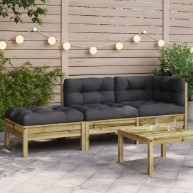 Garden sofa with cushions and footrest, 2 seats by , Modular outdoor sofas - Ref: Foro24-838176, Price: 244,07 €, Discount: %